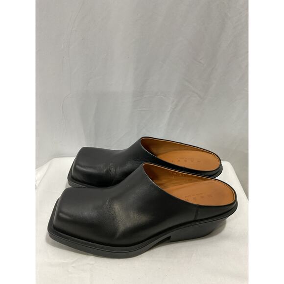 Marni 'Sabot' Black Leather Square Toe Clog Size 9 - Picture 3 of 5